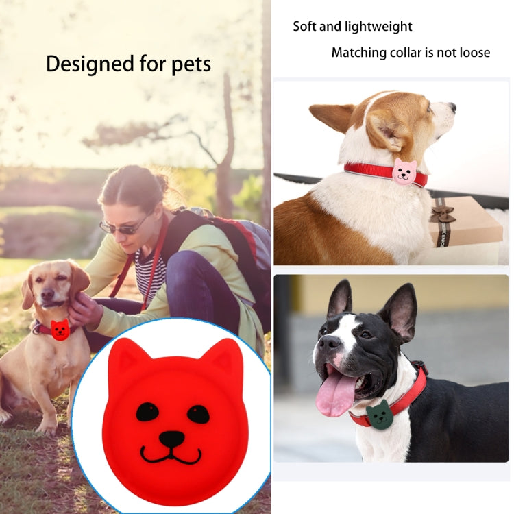 Serious Face Cute Cartoon Pet Collar Anti-lost Tracker Silicone Case For AirTag(White) - Pet Series by Mutural | Online Shopping UK | buy2fix