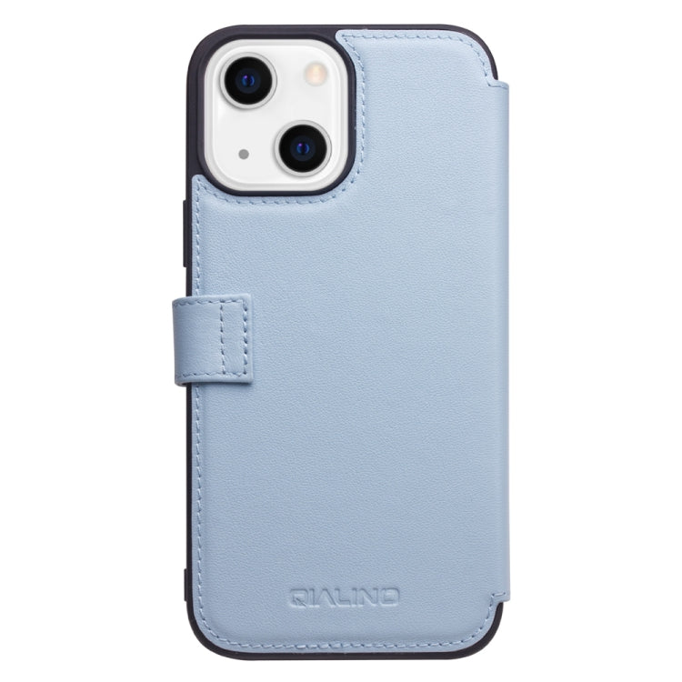 For iPhone 13 QIALINO Magnetic Buckle Phone Leather Case with Card Slot(Sierra Blue) - iPhone 13 Cases by QIALINO | Online Shopping UK | buy2fix