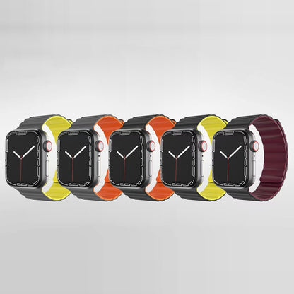 Mutural Moran Series Liquid Silicone Magnetic Strap Watch Band For Apple Watch Ultra 49mm&Watch Ultra 2 49mm / Series 9&8&7 45mm / SE 3&SE 2&6&SE&5&4 44mm / 3&2&1 42mm(Grey + Orange) - Watch Bands by Mutural | Online Shopping UK | buy2fix