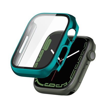 Electroplating Shockproof PC Protective Case with Tempered Glass Film For Apple Watch Series 9 / 8 / 7 45mm(Emerald Green) - Watch Cases by buy2fix | Online Shopping UK | buy2fix