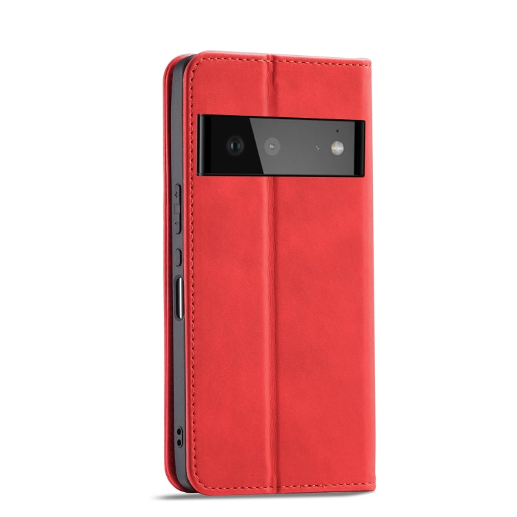 For Google Pixel 6 Magnetic Dual-fold Leather Phone Case(Red) - Google Cases by buy2fix | Online Shopping UK | buy2fix