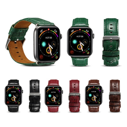 For Apple Watch Series 7 41mm / 6 & SE & 5 & 4 40mm / 3 & 2 & 1 38mm Cowhide Crocodile Texture Strap Watch Band(Green) - Watch Bands by buy2fix | Online Shopping UK | buy2fix