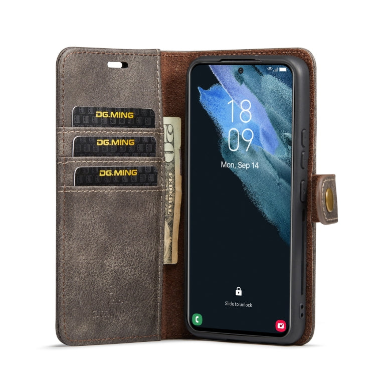 For Samsung Galaxy S22+ 5G DG.MING Crazy Horse Texture Detachable Magnetic Leather Phone Case(Grey) - Galaxy S22+ 5G Cases by DG.MING | Online Shopping UK | buy2fix