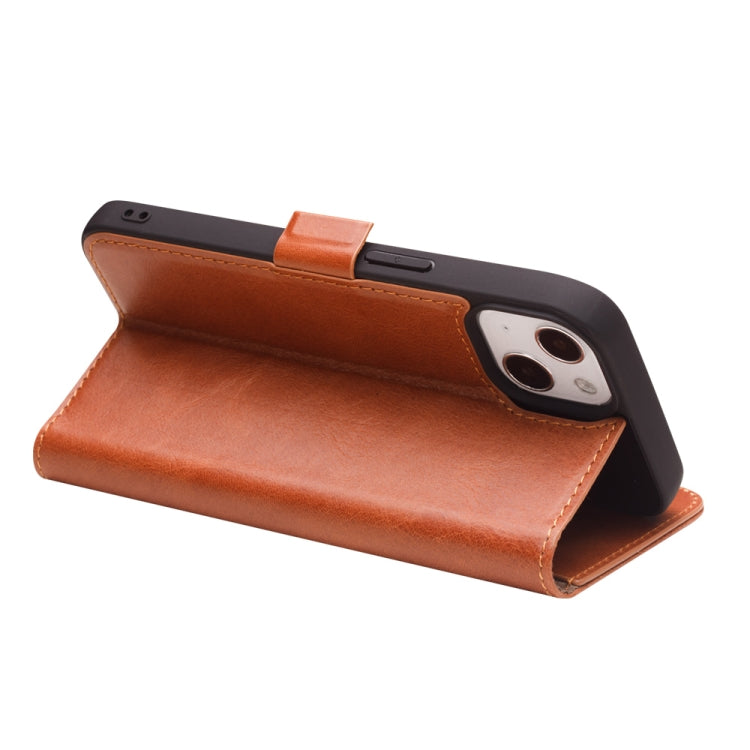 For iPhone 13 QIALINO Magnetic Buckle Leather Phone Case(Brown) - iPhone 13 Cases by QIALINO | Online Shopping UK | buy2fix