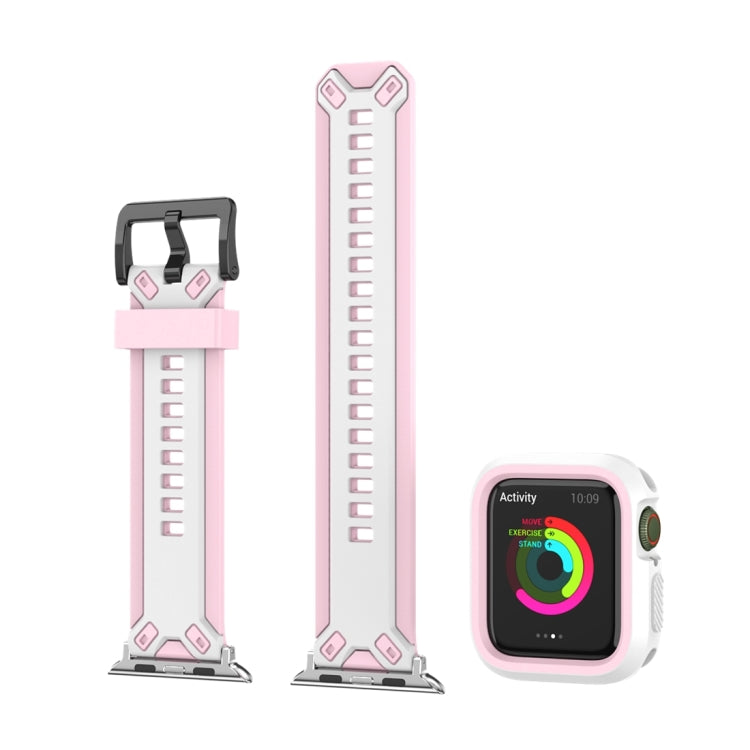 Two-color TPU Strap For Apple Watch Ultra 49mm&Watch Ultra 2 49mm / Series 9&8&7 45mm / SE 3&SE 2&6&SE&5&4 44mm / 3&2&1 42mm(Pink White) - Watch Bands by buy2fix | Online Shopping UK | buy2fix