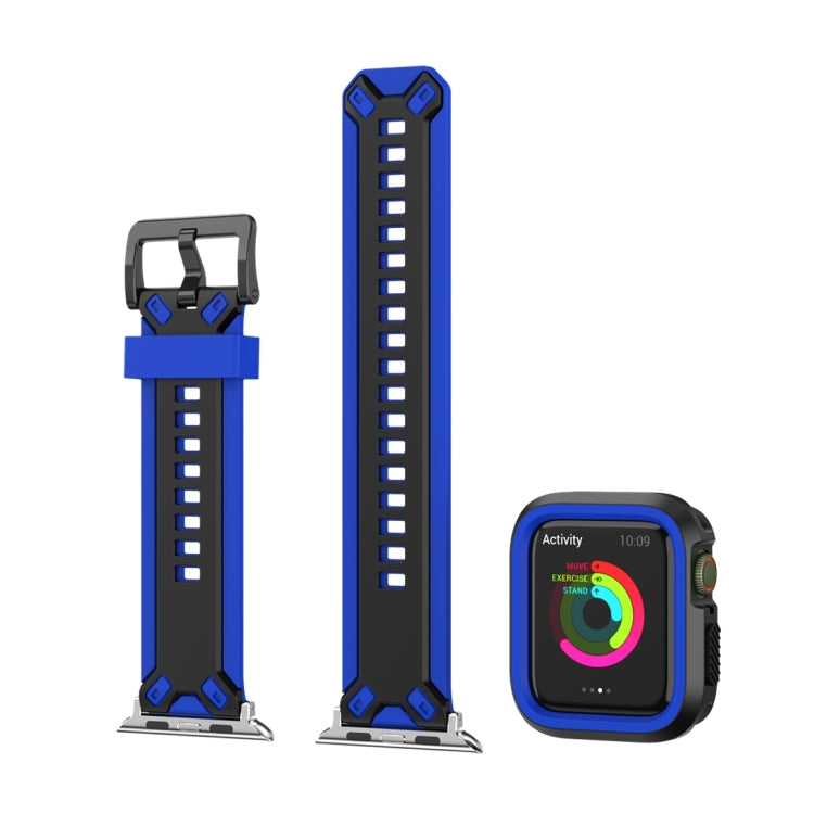 Two-color TPU Strap For Apple Watch Ultra 49mm&Watch Ultra 2 49mm / Series 9&8&7 45mm / SE 3&SE 2&6&SE&5&4 44mm / 3&2&1 42mm(Black Blue) - Watch Bands by buy2fix | Online Shopping UK | buy2fix