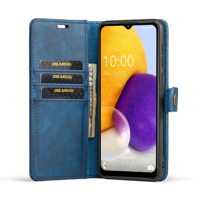 For Samsung Galaxy A13 4G DG.MING Crazy Horse Texture Detachable Magnetic Leather Phone Case(Blue) - Galaxy Phone Cases by DG.MING | Online Shopping UK | buy2fix