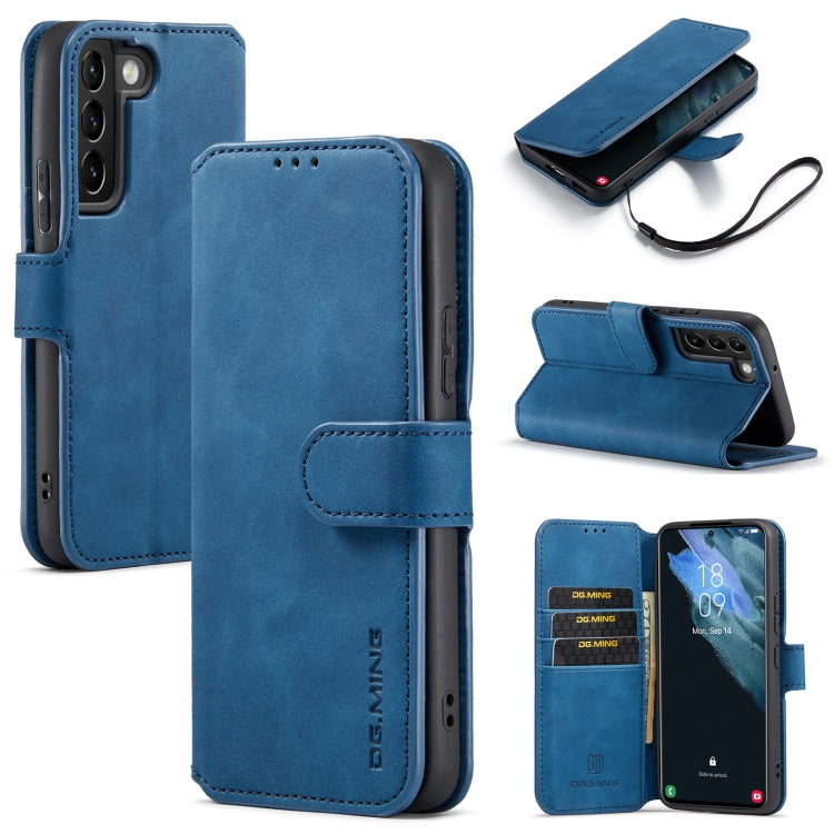 For Samsung Galaxy S22+ DG.MING Retro Oil Side Horizontal Flip Leather Case with Holder & Card Slots & Wallet(Blue) - Galaxy S22+ 5G Cases by DG.MING | Online Shopping UK | buy2fix