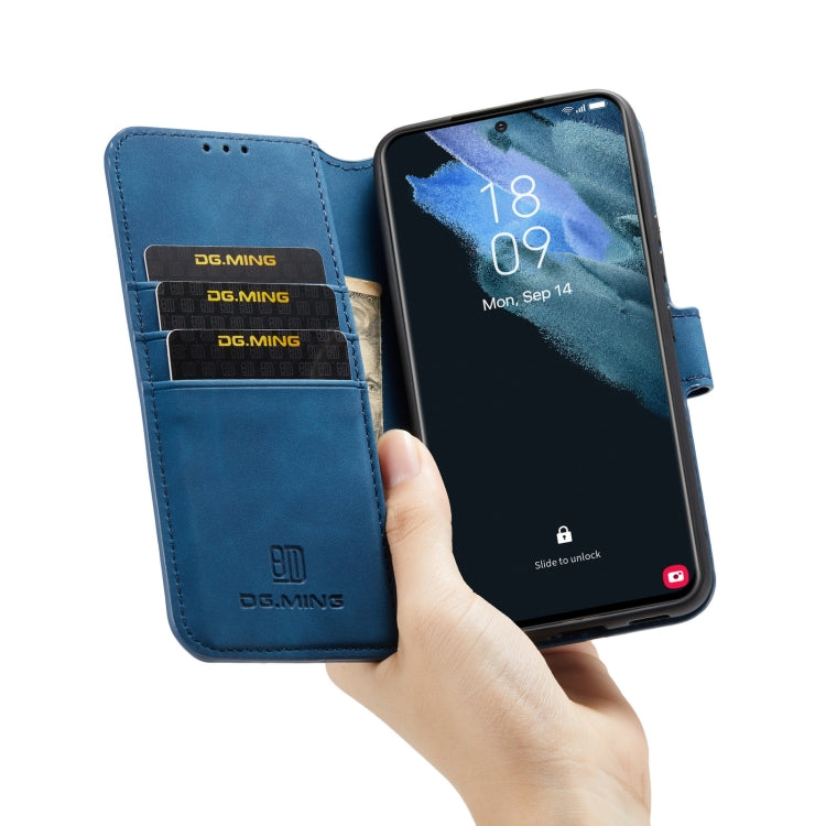 For Samsung Galaxy S22+ DG.MING Retro Oil Side Horizontal Flip Leather Case with Holder & Card Slots & Wallet(Blue) - Galaxy S22+ 5G Cases by DG.MING | Online Shopping UK | buy2fix