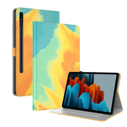 For Samsung Galaxy Tab S9+ Watercolor Pattern Flip Leather Tablet Case(Autumn Leaves) - Galaxy Tab S9+ Cases by buy2fix | Online Shopping UK | buy2fix