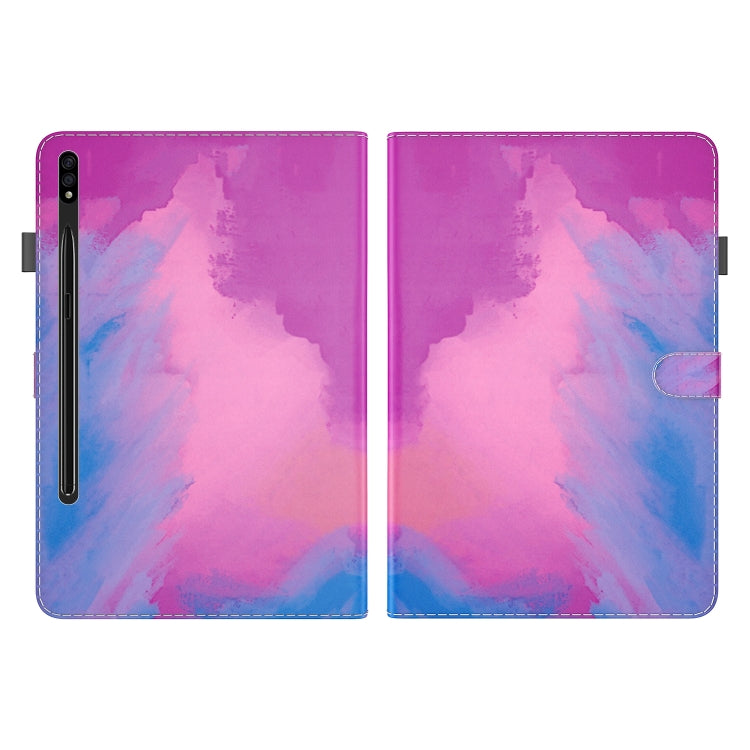 For Samsung Galaxy Tab S9+ Watercolor Pattern Flip Leather Tablet Case(Purple Red) - Galaxy Tab S9+ Cases by buy2fix | Online Shopping UK | buy2fix