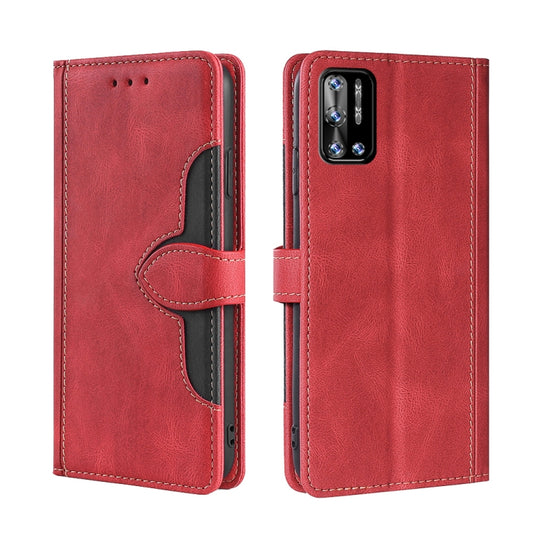 For Doogee N40 Pro Skin Feel Straw Hat Magnetic Buckle Leather Phone Case(Red) - Doogee Cases by buy2fix | Online Shopping UK | buy2fix