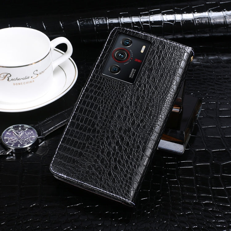 For ZTE nubia Z40 Pro idewei Crocodile Texture Leather Phone Case(Black) - ZTE Cases by idewei | Online Shopping UK | buy2fix