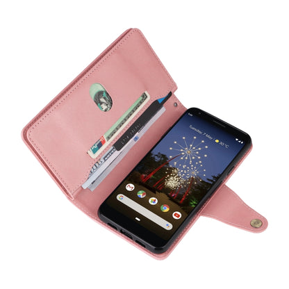 For Google Pixel 3A XL Rivet Buckle 9 Cards Three Fold Leather Phone Case(Rose Gold) - Google Cases by buy2fix | Online Shopping UK | buy2fix