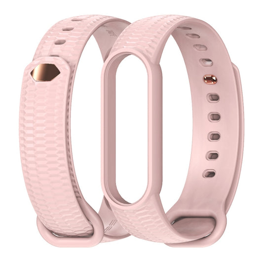 For Xiaomi Mi Band 5/6/7 Mijobs Solid Color Honeycomb Silicone Watch Band(Pink) - Watch Bands by MIJOBS | Online Shopping UK | buy2fix