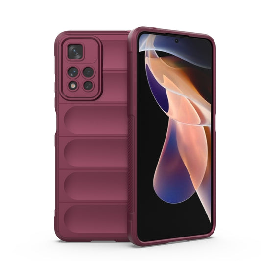 For Xiaomi Redmi Note 11 Pro 5G Chinese Magic Shield TPU + Flannel Phone Case(Wine Red) - Xiaomi Cases by buy2fix | Online Shopping UK | buy2fix