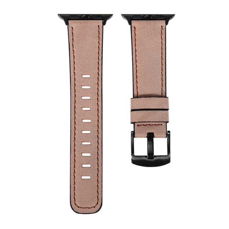 Retro Leather Watch Band For Apple Watch Series 9&8&7 41mm / SE 3&SE 2&6&SE&5&4 40mm / 3&2&1 38mm(Pink) - Watch Bands by buy2fix | Online Shopping UK | buy2fix