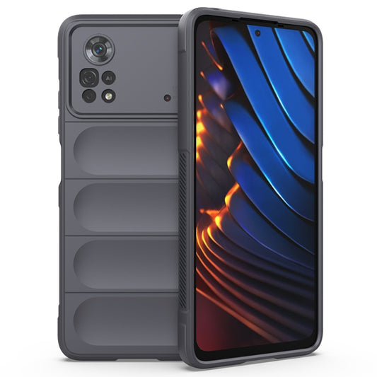 For Xiaomi Poco X4 Pro 5G Magic Shield TPU + Flannel Phone Case(Dark Grey) - Xiaomi Cases by buy2fix | Online Shopping UK | buy2fix