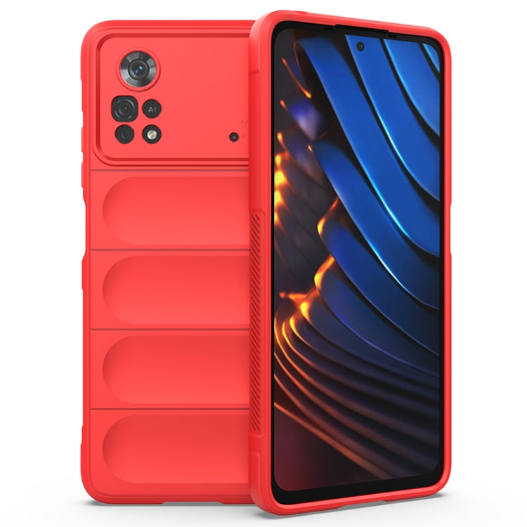 For Xiaomi Poco X4 Pro 5G Magic Shield TPU + Flannel Phone Case(Red) - Xiaomi Cases by buy2fix | Online Shopping UK | buy2fix