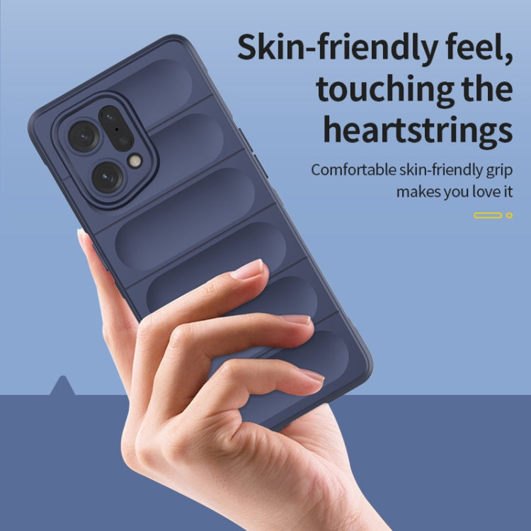 For OPPO Find X5 Magic Shield TPU + Flannel Phone Case(Dark Grey) - OPPO Cases by buy2fix | Online Shopping UK | buy2fix