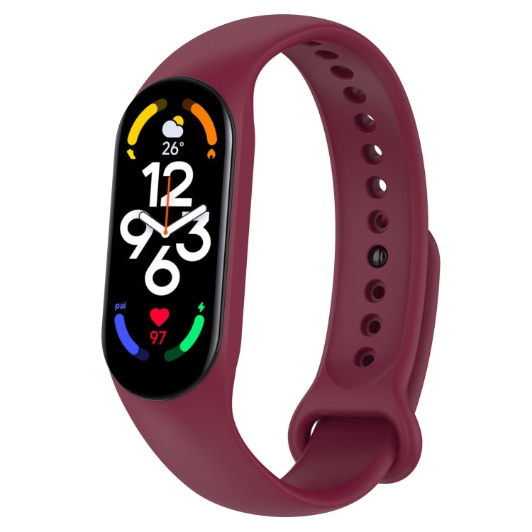 For Xiaomi Mi Band 7 / 7NFC / 6 / 6 NFC / 5 / 5 NFC / Amazfit Band 5 Official Silicone Watch Band(Wine Red) - Watch Bands by buy2fix | Online Shopping UK | buy2fix