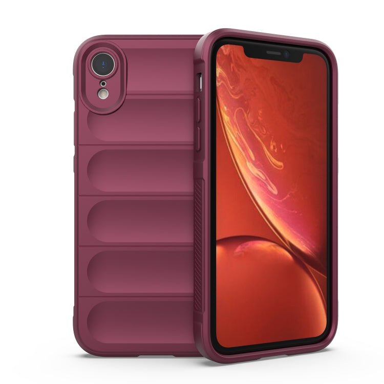 For iPhone XR Magic Shield TPU + Flannel Phone Case(Wine Red) - More iPhone Cases by buy2fix | Online Shopping UK | buy2fix