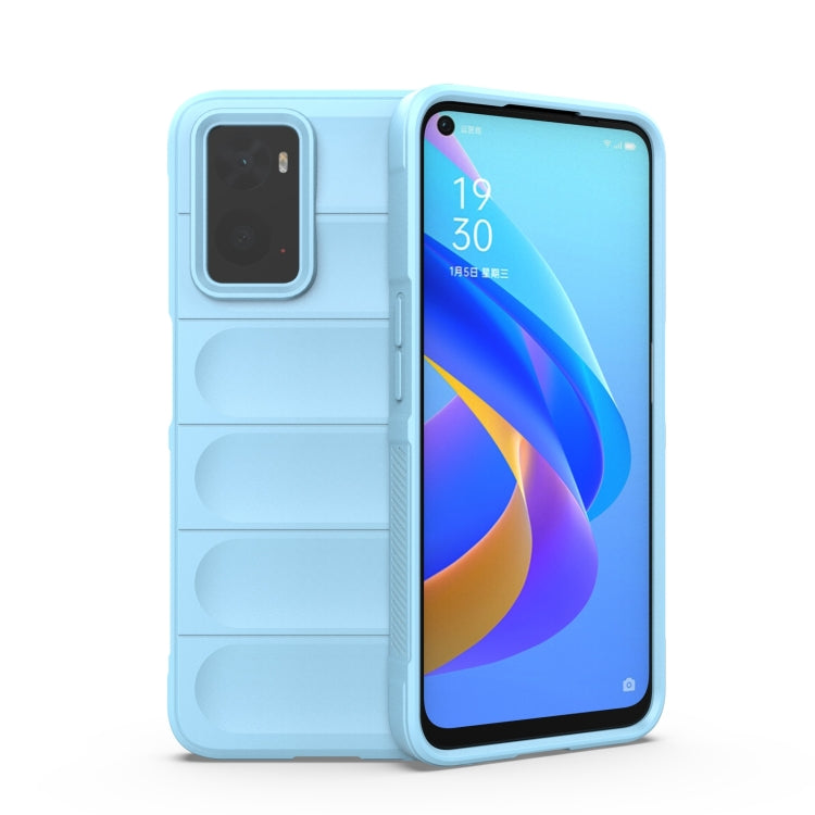 For OPPO A36 4G/A76 4G/Realme 9i Magic Shield TPU + Flannel Phone Case(Light Blue) - OPPO Cases by buy2fix | Online Shopping UK | buy2fix