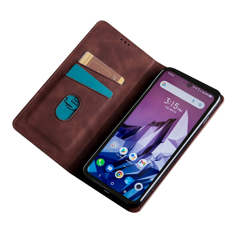 For Blackview A55 Skin Feel Magnetic Horizontal Flip Leather Phone Case(Dark Brown) - More Brand by buy2fix | Online Shopping UK | buy2fix