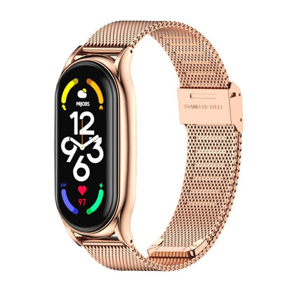 For Xiaomi Mi Band 7 / 7 NFC MIJOBS Milan Buckle Plus Stainless Steel Watch Band(Rose Gold) - Watch Bands by MIJOBS | Online Shopping UK | buy2fix