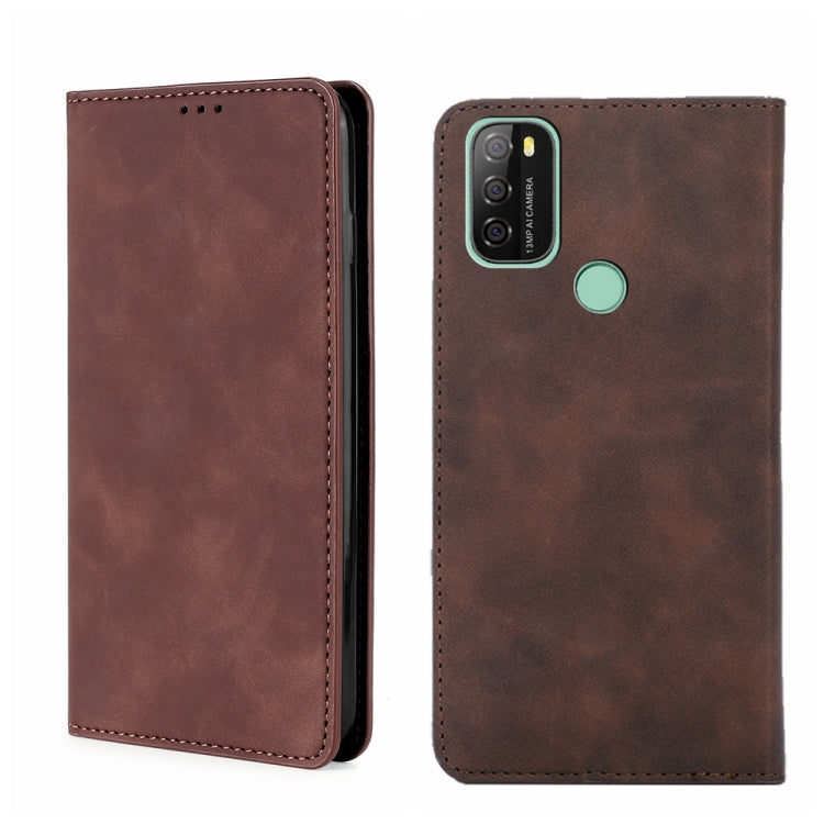 For Blackview A70 Skin Feel Magnetic Horizontal Flip Leather Phone Case(Dark Brown) - More Brand by buy2fix | Online Shopping UK | buy2fix