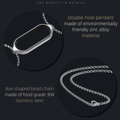 For Xiaomi Mi Band 5 / 6 MIJOBS Metal Pendant Stainless Steel Watch Necklace(Silver) - Watch Bands by MIJOBS | Online Shopping UK | buy2fix