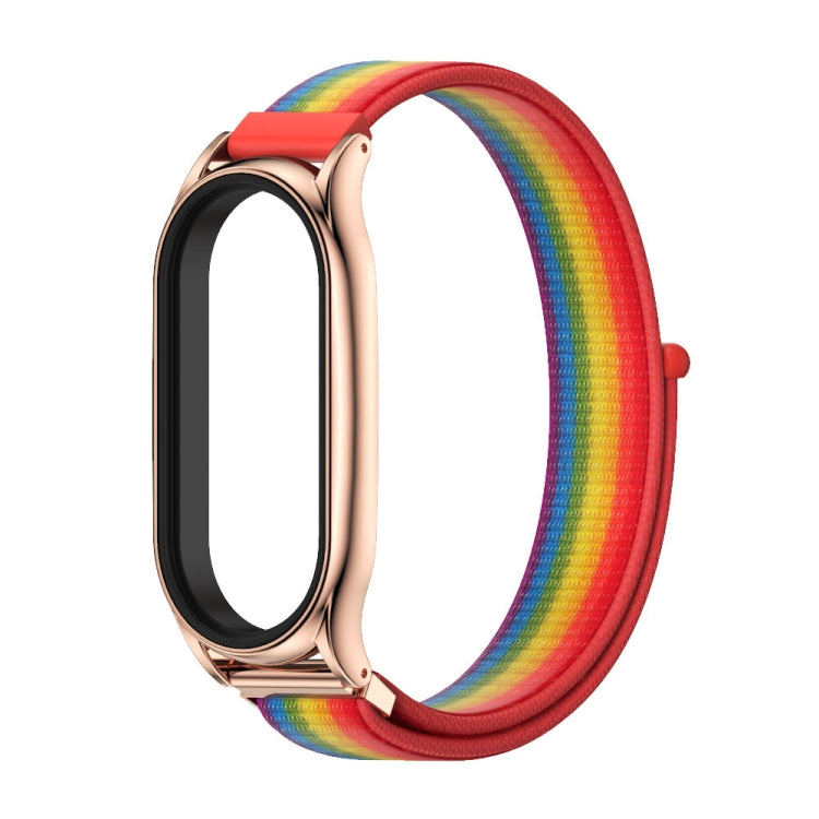 For Xiaomi Mi Band 7 / 7 NFC MIJOBS Plus Stainless Steel Case Nylon Watch Band(Rainbow Rose Gold) - Watch Bands by MIJOBS | Online Shopping UK | buy2fix