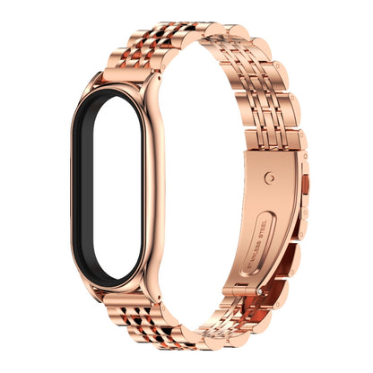 For Xiaomi Mi Band 7 / 7 NFC MIJOBS Plus Seven-bead Metal Stainless Steel Watch Band(Rose Gold) - Watch Bands by MIJOBS | Online Shopping UK | buy2fix