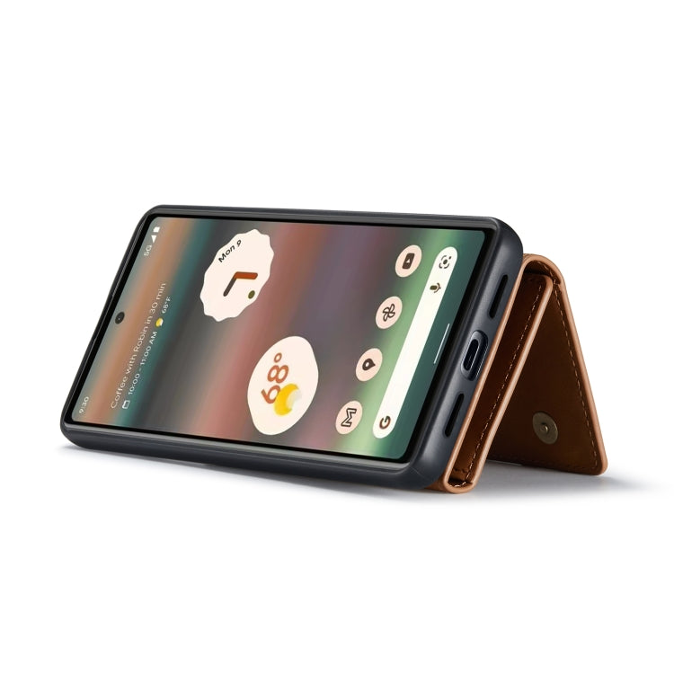 For Google Pixel 6A DG.MING M1 Series 3-Fold Multi Card Wallet + Magnetic Phone Case(Brown) - Google Cases by DG.MING | Online Shopping UK | buy2fix