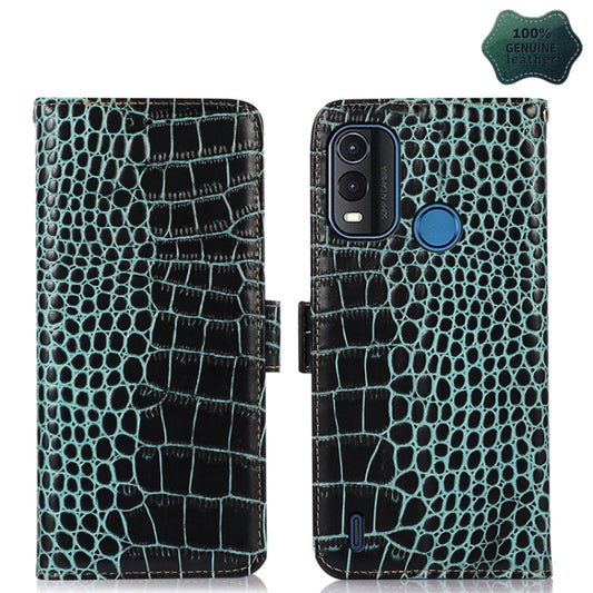 For Nokia G11 Plus Crocodile Top Layer Cowhide Leather Phone Case(Green) - Nokia Cases by buy2fix | Online Shopping UK | buy2fix