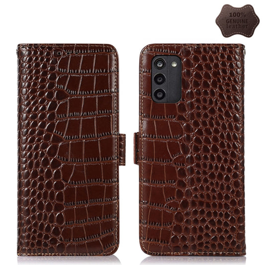 For Nokia G100 Crocodile Top Layer Cowhide Leather Phone Case(Brown) - Nokia Cases by buy2fix | Online Shopping UK | buy2fix