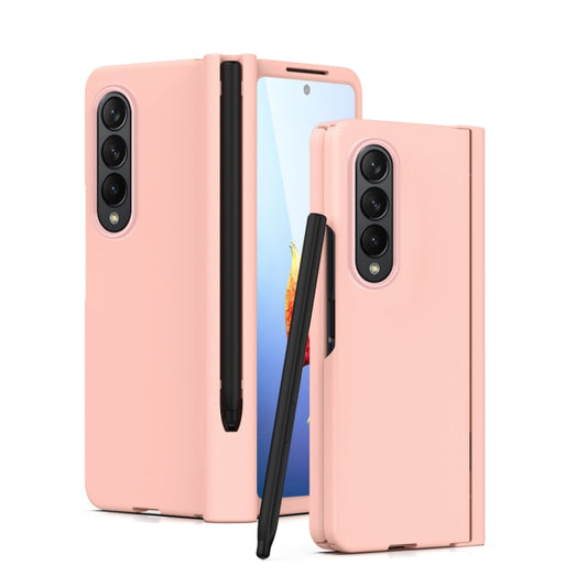 For Samsung Galaxy Z Fold4 Macaron Hinge Phone Case with Stylus Pen Fold Edition & Protective Film(Pink) - Galaxy Phone Cases by buy2fix | Online Shopping UK | buy2fix