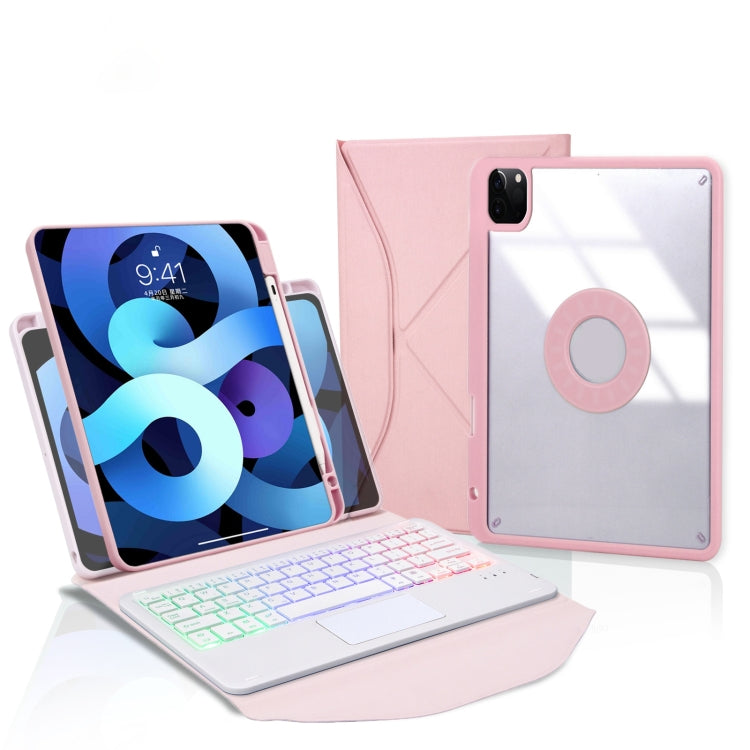 Z11B-AS Pen Slot Touchpad Backlight Bluetooth Keyboard Leather Tablet Case For iPad Pro 11 2021/2020/2018(Pink) - For iPad Pro by buy2fix | Online Shopping UK | buy2fix