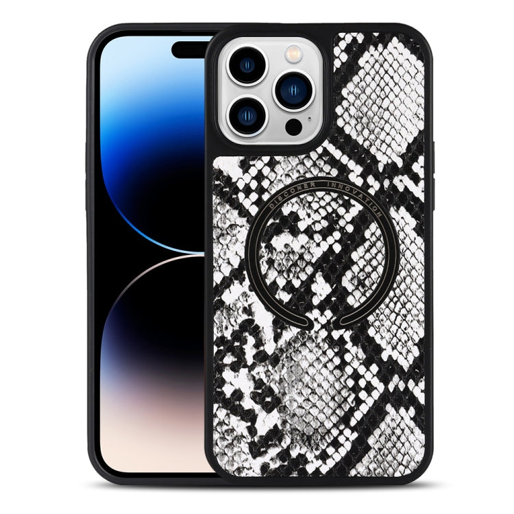 For iPhone 14 Pro Leather Texture MagSafe Magnetic Phone Case(Python Pattern) - iPhone 14 Pro Cases by buy2fix | Online Shopping UK | buy2fix