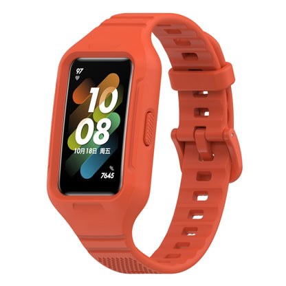 For Huawei Band 8 / Huawei Band 7 / Honor Band 6 Universal Integrated Silicone Watch Band(Red Tea Orange) - Watch Bands by buy2fix | Online Shopping UK | buy2fix