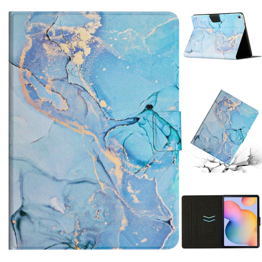 For Samsung Galaxy Tab S6 Lite P610 Marble Pattern Smart Leather Tablet Case(Blue) - Tab S6 Lite P610 / P615 by buy2fix | Online Shopping UK | buy2fix