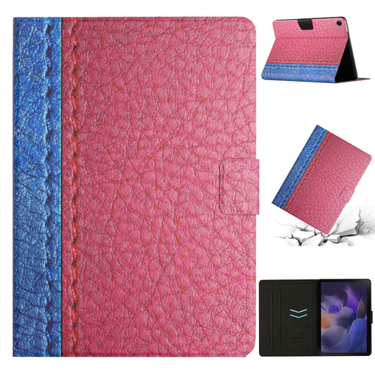 For Samsung Galaxy Tab A8 Stitching Solid Color Smart Leather Tablet Case(Rose Red) - Other Galaxy Tab PC by buy2fix | Online Shopping UK | buy2fix