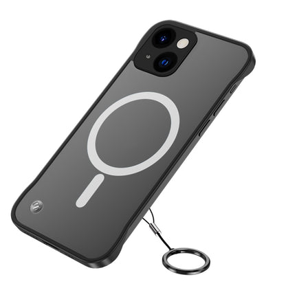 For iPhone 14 Plus Metal Lens Frosted Magsafe Phone Case (Black) - iPhone 14 Plus Cases by buy2fix | Online Shopping UK | buy2fix