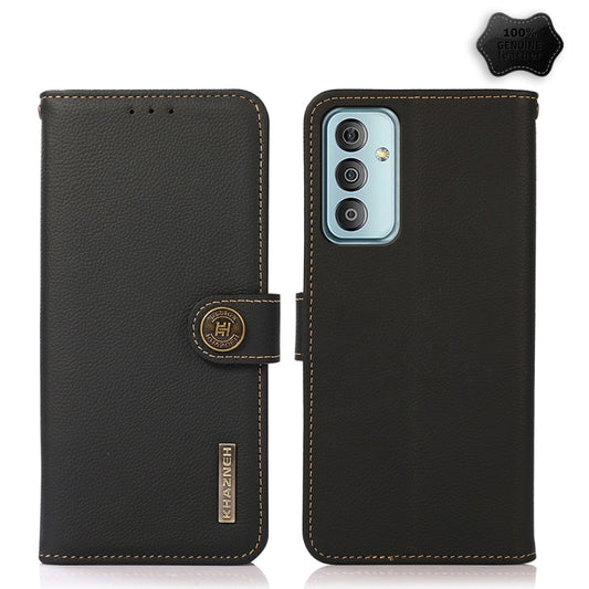 For Samsung Galaxy M13 4G KHAZNEH Custer Genuine Leather RFID Phone Case(Black) - Galaxy Phone Cases by buy2fix | Online Shopping UK | buy2fix