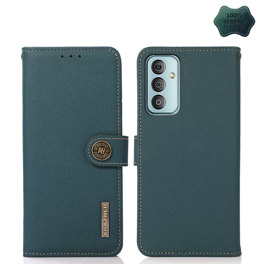 For Samsung Galaxy M13 4G KHAZNEH Custer Genuine Leather RFID Phone Case(Green) - Galaxy Phone Cases by buy2fix | Online Shopping UK | buy2fix