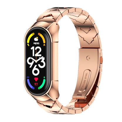 For Xiaomi Mi Band 7 / 7 NFC MIJOBS Stainless Steel Watch Band, Style:TF2 V Type(Rose Gold) - Watch Bands by MIJOBS | Online Shopping UK | buy2fix