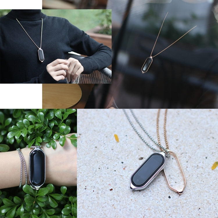 For Xiaomi Mi Band 7 / 7 NFC MIJOBS Metal Pendant Stainless Steel Watch Necklace (Rose Gold) - Watch Bands by MIJOBS | Online Shopping UK | buy2fix