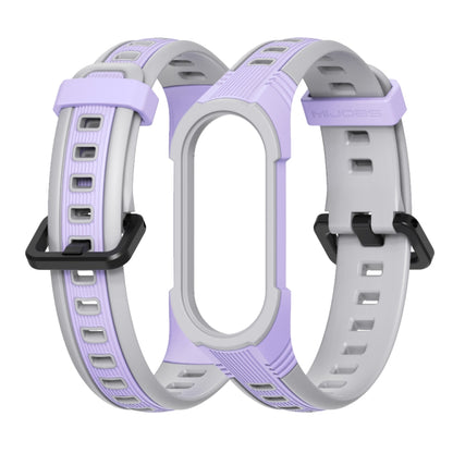 For Xiaomi Mi Band 5 / 6 / 7 MIJOBS Unibody Two-color Silicone Watch Band(Purple Grey) - Watch Bands by MIJOBS | Online Shopping UK | buy2fix