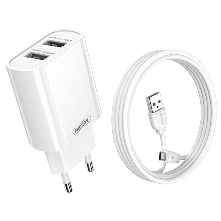 REMAX RP-U35 Jane Series 2.1A Dual USB Port Fast Charger Set, Cable:Micro USB(EU Plug) - USB Charger by REMAX | Online Shopping UK | buy2fix