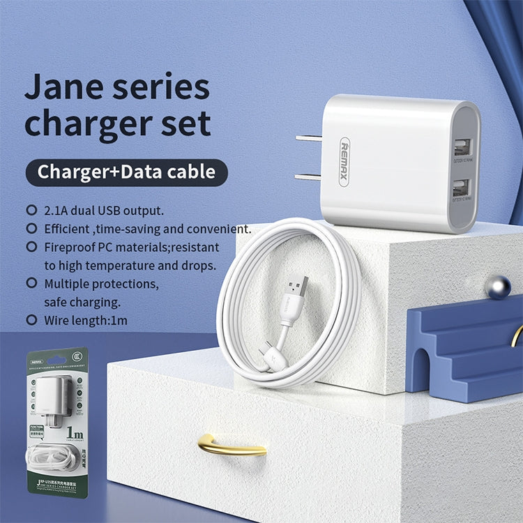 REMAX RP-U35 Jane Series 2.1A Dual USB Port Fast Charger Set, Cable:Micro USB(EU Plug) - USB Charger by REMAX | Online Shopping UK | buy2fix